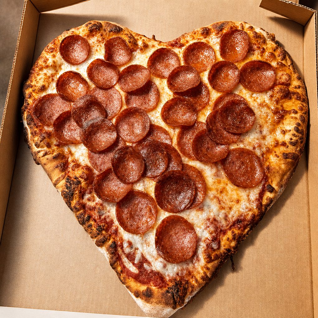 Valentine's Day pizza (Heart shaped Pizza).